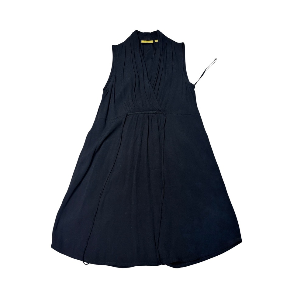 Maeve Anthropologie Black Sleeveless Pleated V-Neck Midi Dress Womens Small P